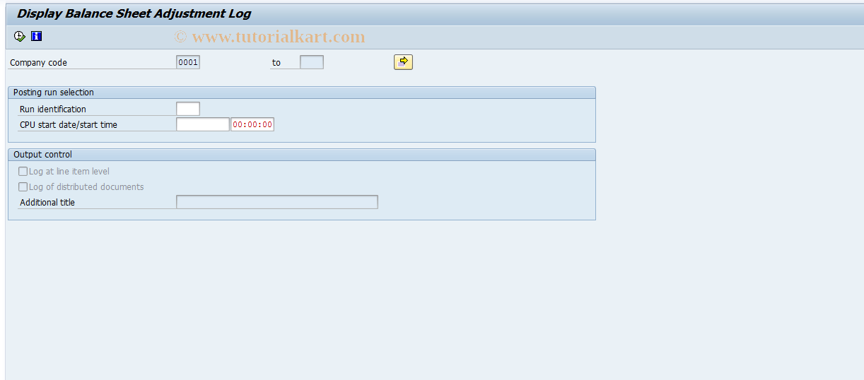 SAP TCode F.5F - G/L: Balance Sheet Adjustment Log