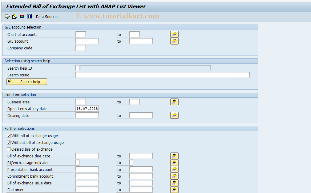 SAP TCode F.75 - Extended Bill/Exchange Information