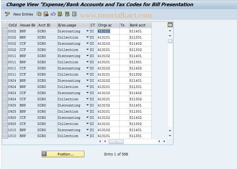 SAP TCode F.78 - C FI Maintain Table T045B