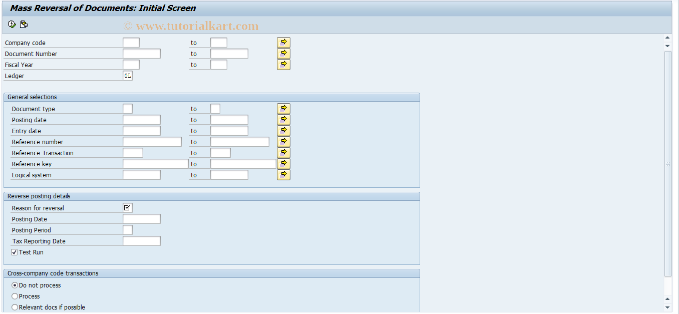 SAP TCode F.80 - Mass Reversal of Documents