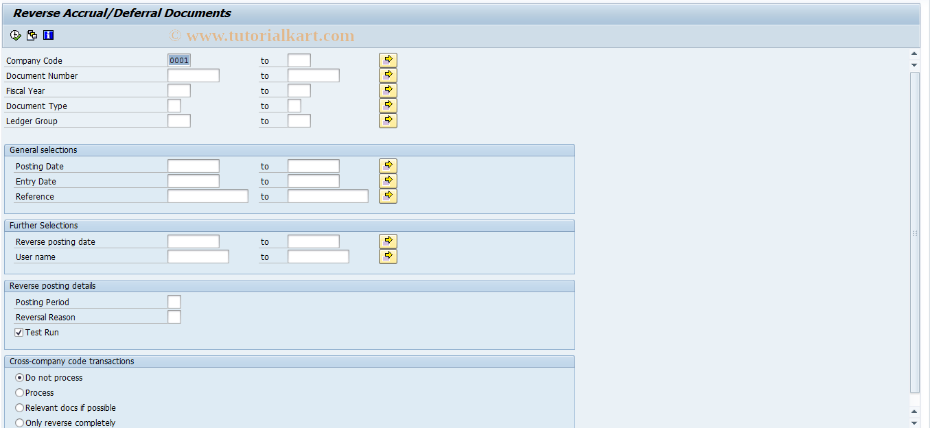 SAP TCode F.81 - Reverse Posting for Accr./Defer.Docs