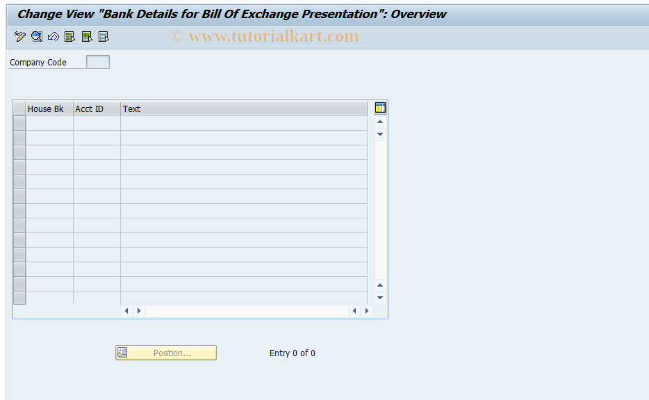 SAP TCode F.92 - C FI Maintain T012K  (Bill/Exch.)