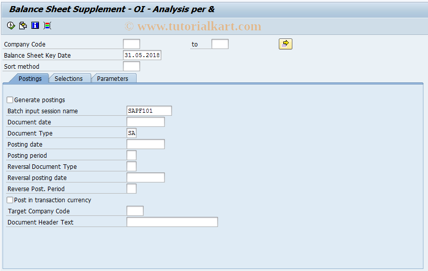 SAP TCode F101 - ABAP/4 Reporting: Balance Sheet Adj.