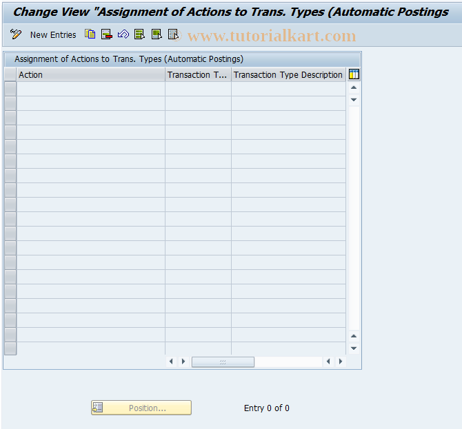 SAP TCode F107_A2MT - Assign Transaction Types to Actions