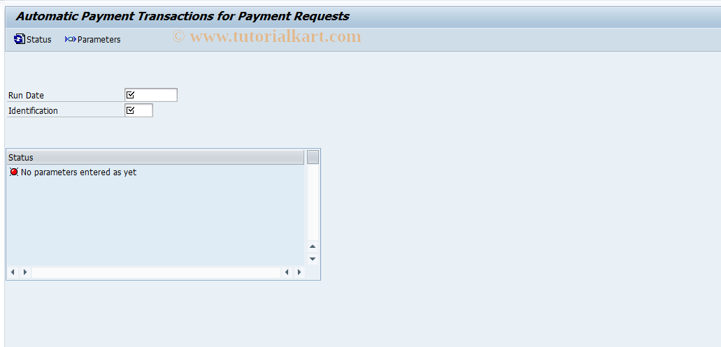 SAP TCode F111 - Parameters for Payment of PRequest