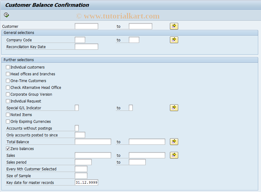 SAP TCode F17P - Bal. Confirmation (Customer) as PDF