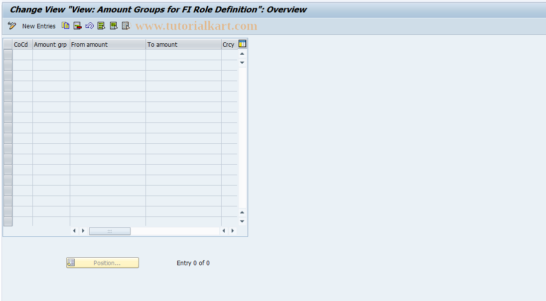 SAP TCode F8+3 - Maintain FI Amount Groups