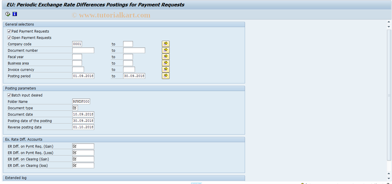 SAP TCode F809 - Post exchange rate differences