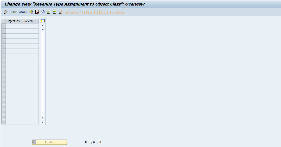 SAP TCode F823 - Revenue Type/Object Class Assignment