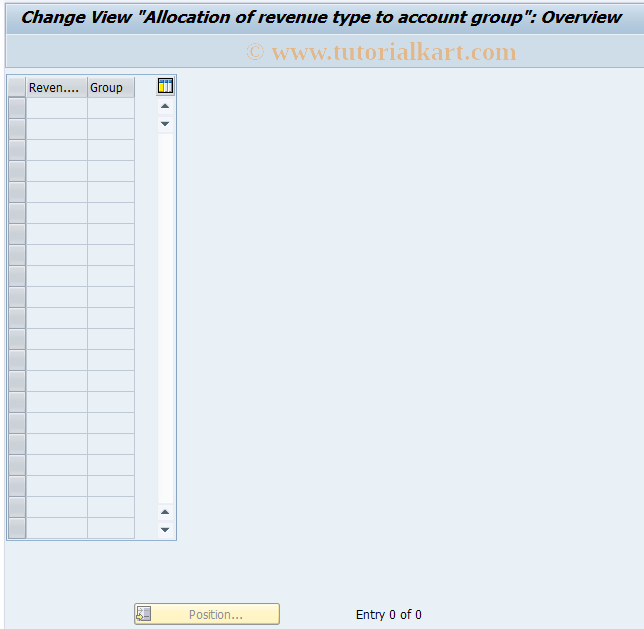 SAP TCode F838 - Account Group /Revenue Type Assignment