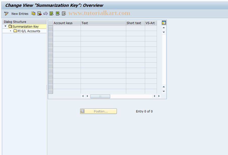SAP TCode F844 - Define Summary Keys