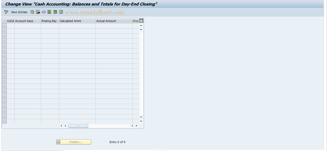 SAP TCode F846 - Target and Actual Daily Closg Bals