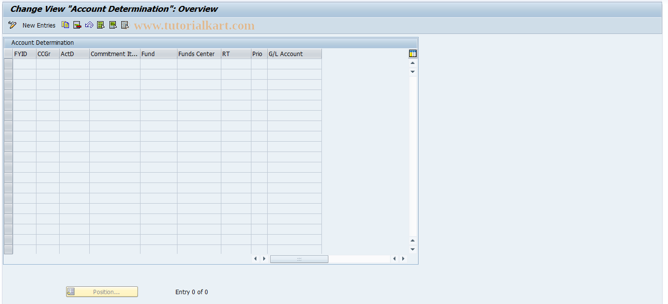 SAP TCode F850 - G/L Account Determination (FM)