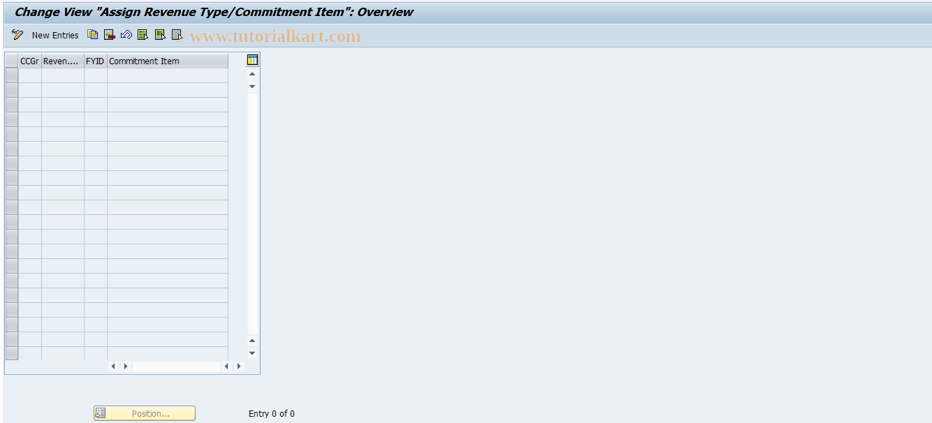 SAP TCode F862 - Revenue Types/Commitment Items