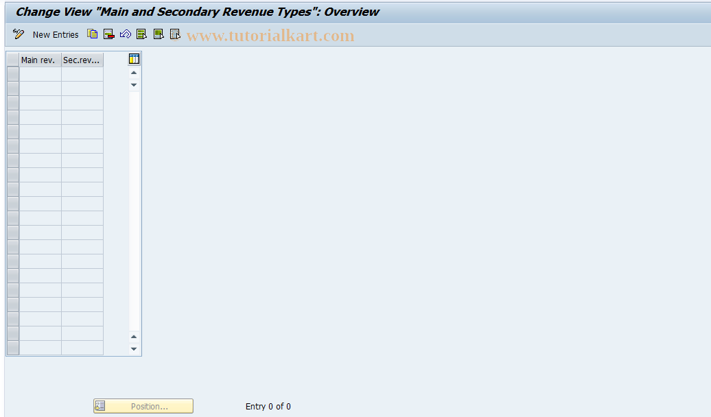 SAP TCode F865 - Main and Secondary Revenue Types