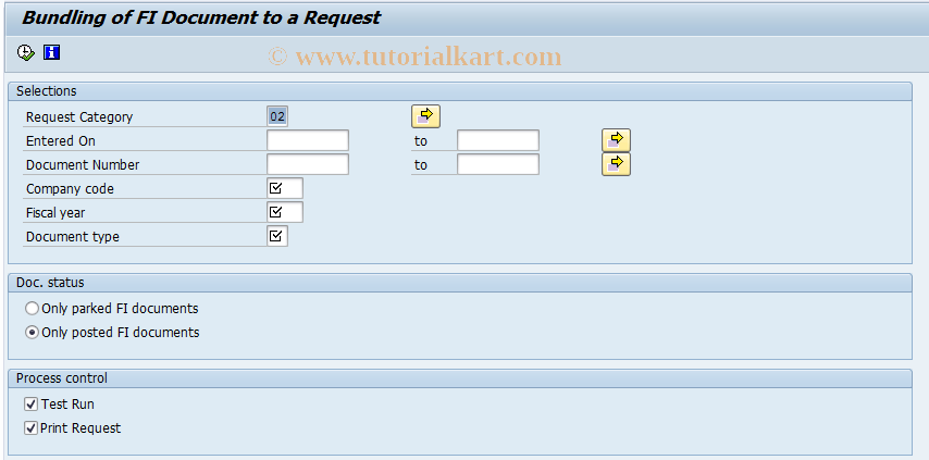 SAP TCode F899R - Bundle FI Documents to Request