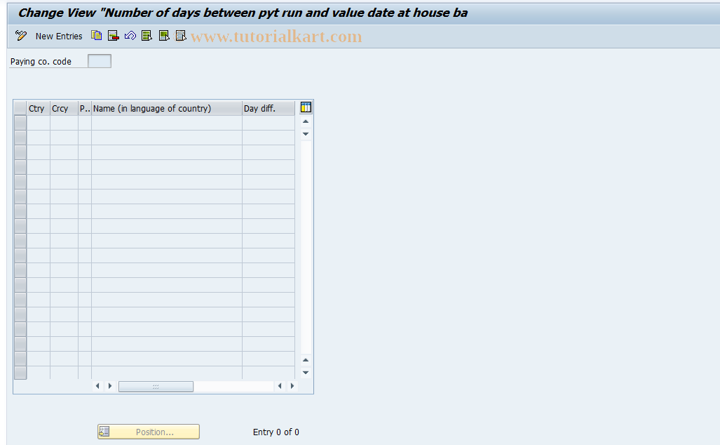 SAP TCode F8B6N - C FI Maintain Table TBKPV