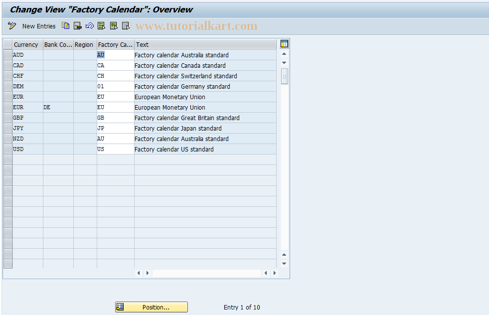 SAP TCode F8BC - C FI Maintain Table TBKFK