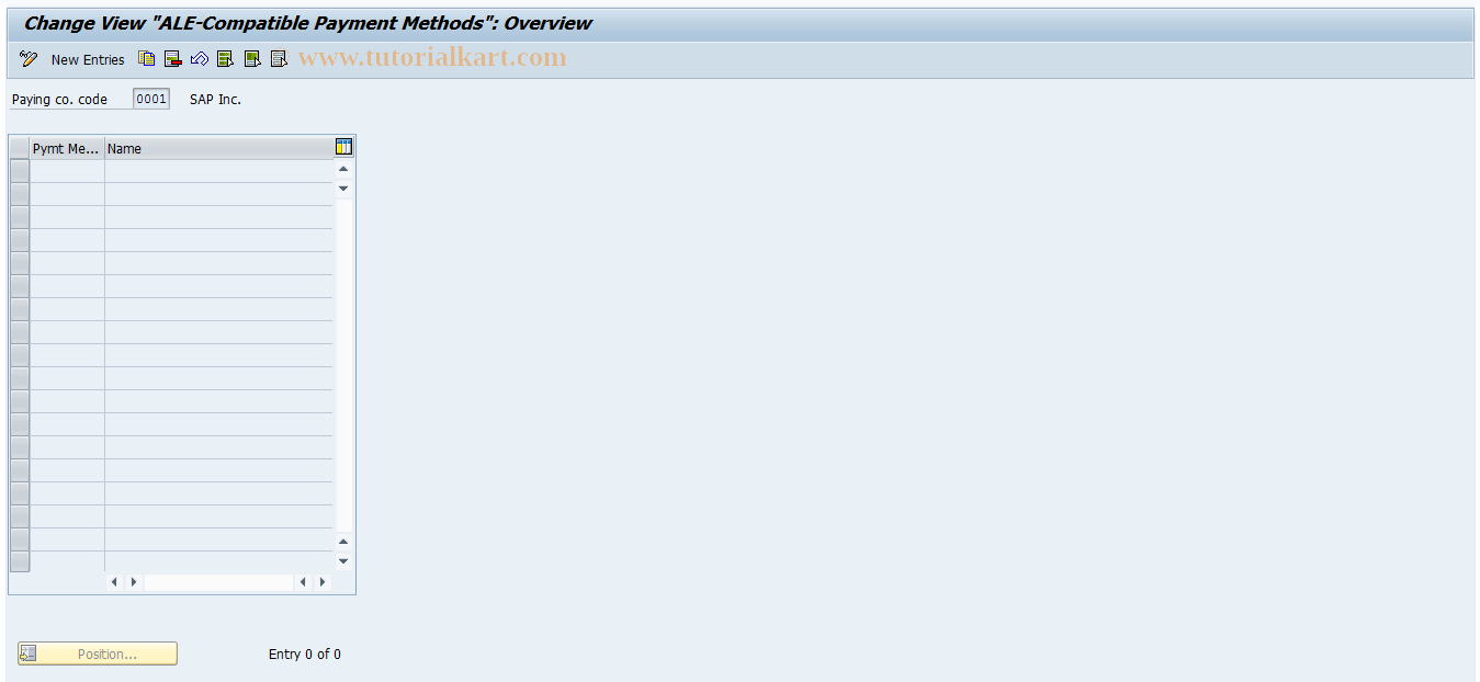 SAP TCode F8BK - Maintain ALE-Compatible Pmnt Methods