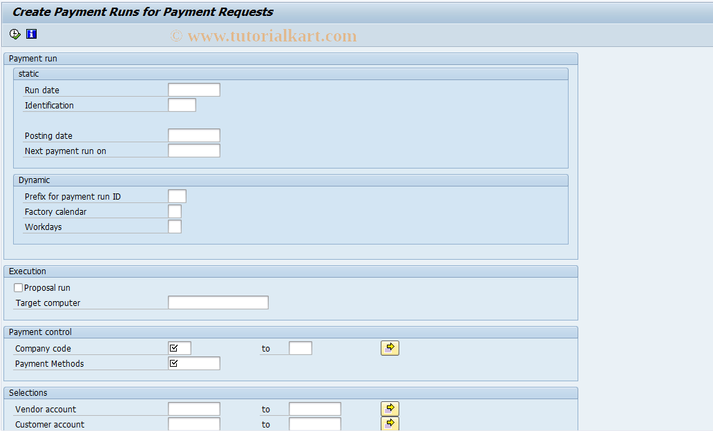 SAP TCode F8BU - Create payment runs automatically