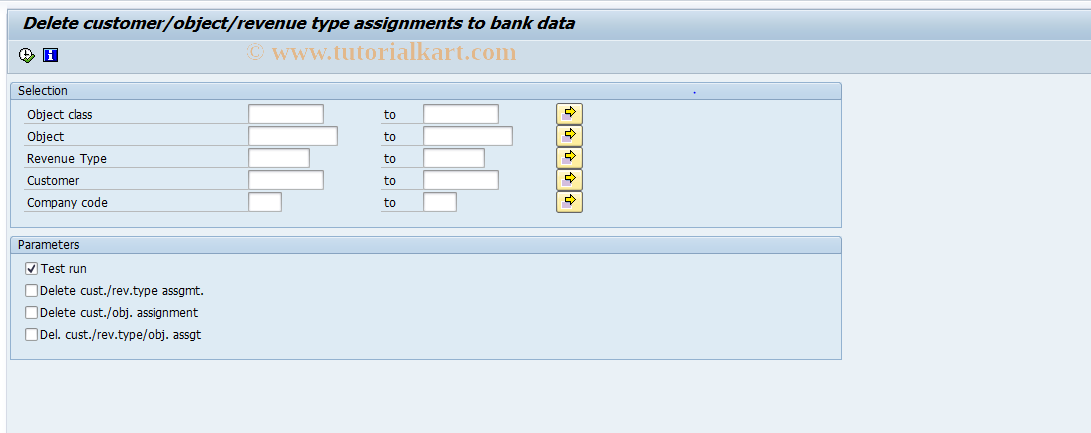 SAP TCode F8O0 - Delete Assignment Customer /Obj/Rev.Type