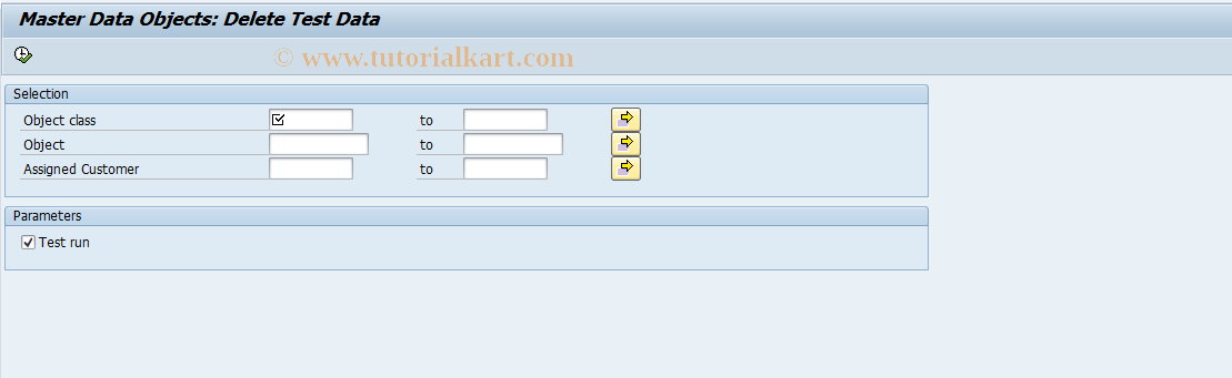 SAP TCode F8O1 - Master Data Objects: Delete Data