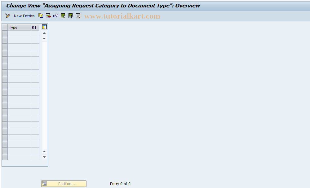 SAP TCode F8O4 - Document Type/Request Type Assgt