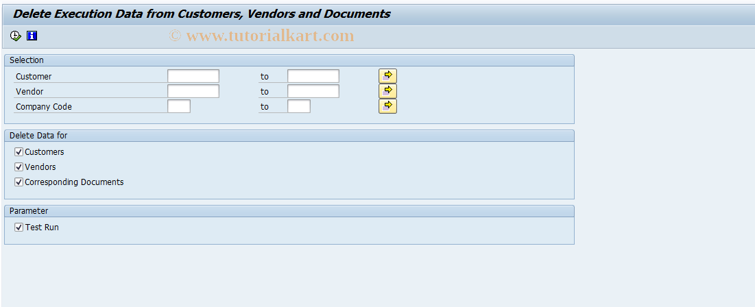 SAP TCode F8P4 - Delete Customer Execution Data