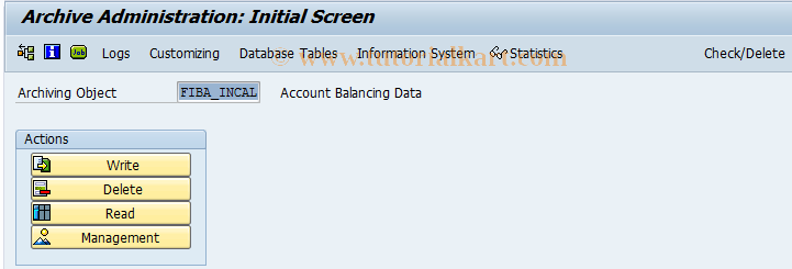 SAP TCode F90AINCAL - Archiving Account Balancing Details
