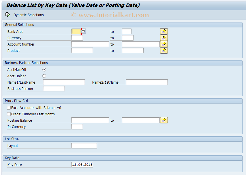 SAP TCode F970_VAL - Balance List on Key Date