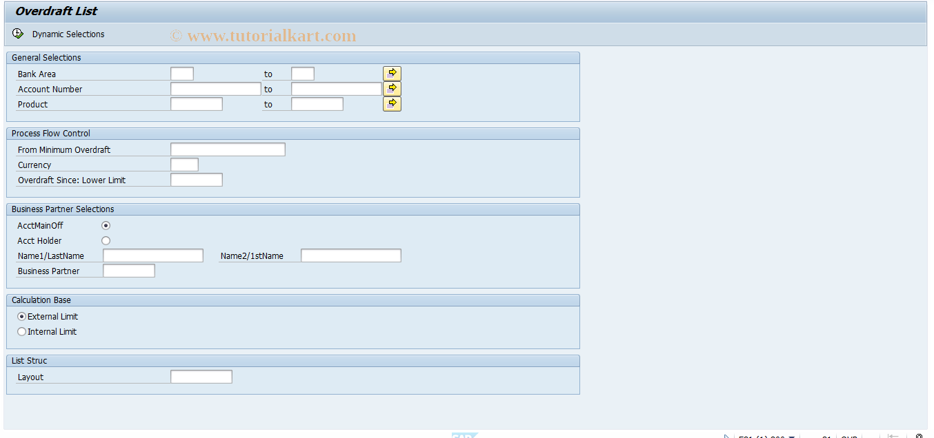 SAP TCode F972 - Overdraft List