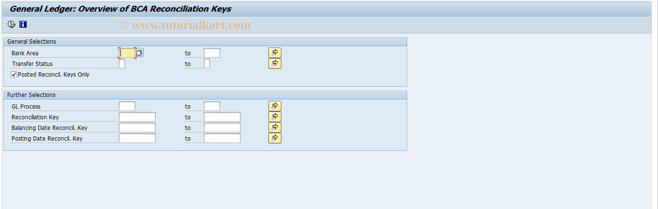 SAP TCode F97A - Overview of BCA Reconciliation Keys