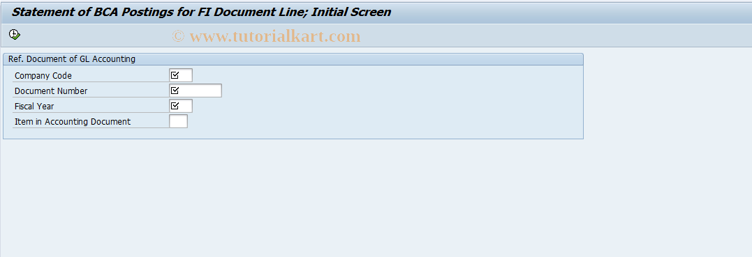 SAP TCode F97G - Statement FI Document/BCA Posting