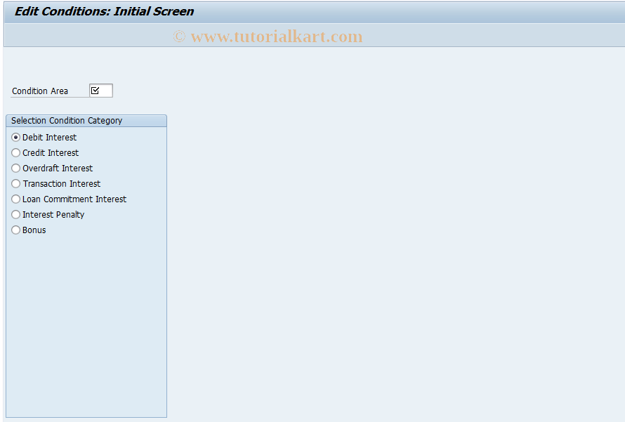 SAP TCode F985 - Edit Interest Conditions