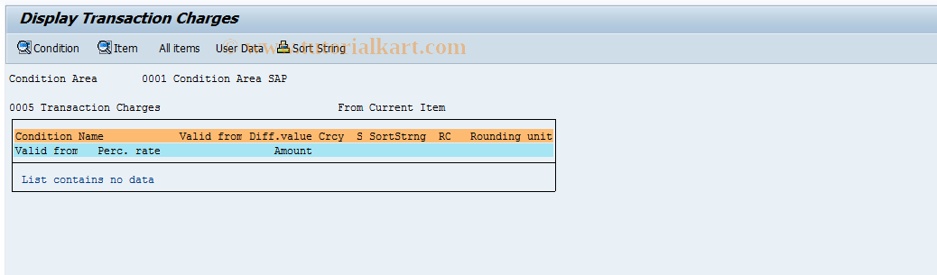 SAP TCode F989 - Display Charge Conditions