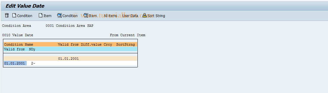 SAP TCode F98B - Edit Value Date Conditions
