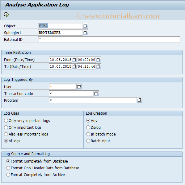 SAP TCode F98TMPRE - Application Log for Pre-notification