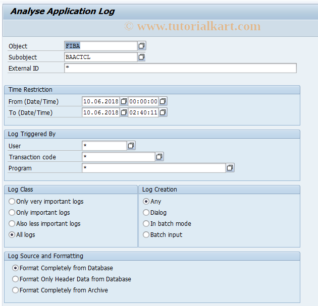 SAP TCode F992 - Application Log Account Balancing