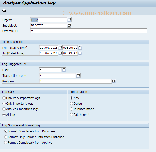 SAP TCode F992EX - Application Log Account Balancing EDT
