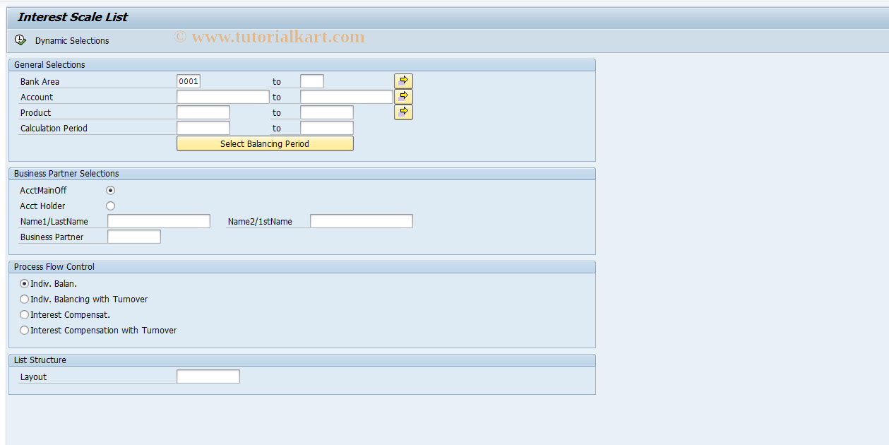 SAP TCode F999 - Interest scale