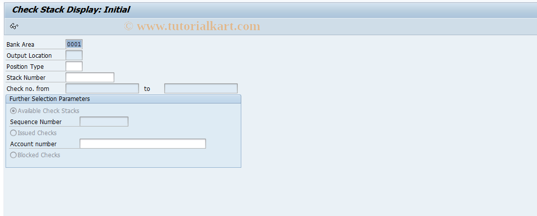 SAP TCode F9A20 - Display Check Stack