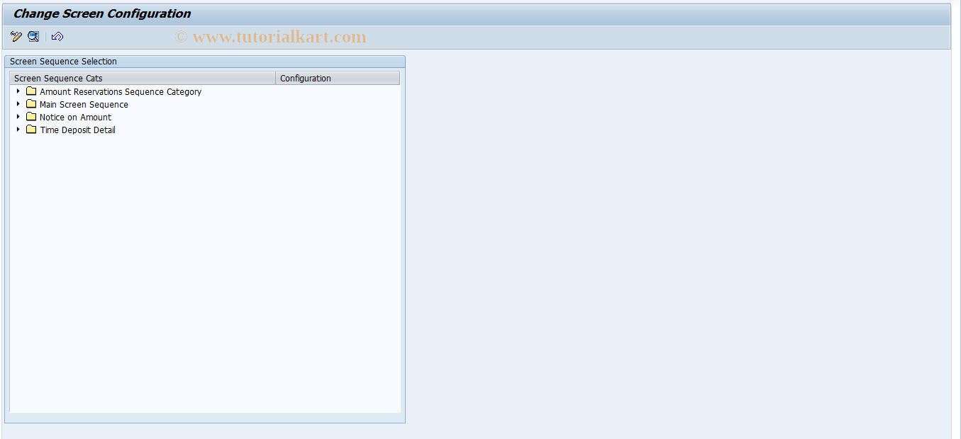 SAP TCode F9CC2 - Screen Configuration