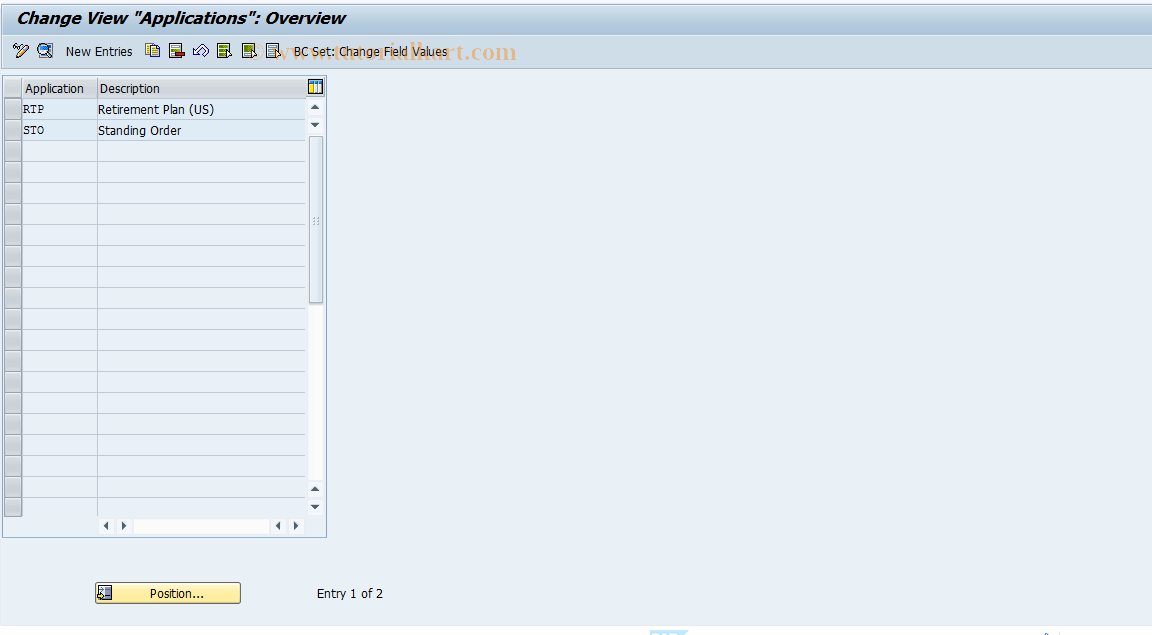 SAP TCode F9CSO1 - SO Control: Applications