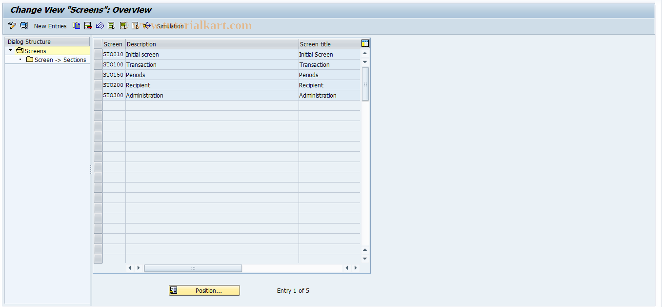 SAP TCode F9CSO5 - SO Control: Screens