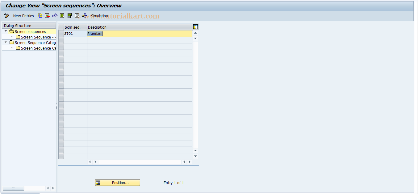 SAP TCode F9CSO6 - SO Control: Screen Sequence