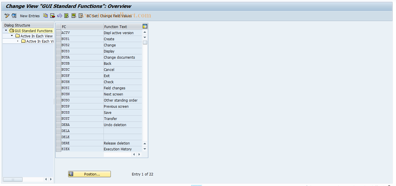 SAP TCode F9CSO8 - SO Control: CUA Standard Functions