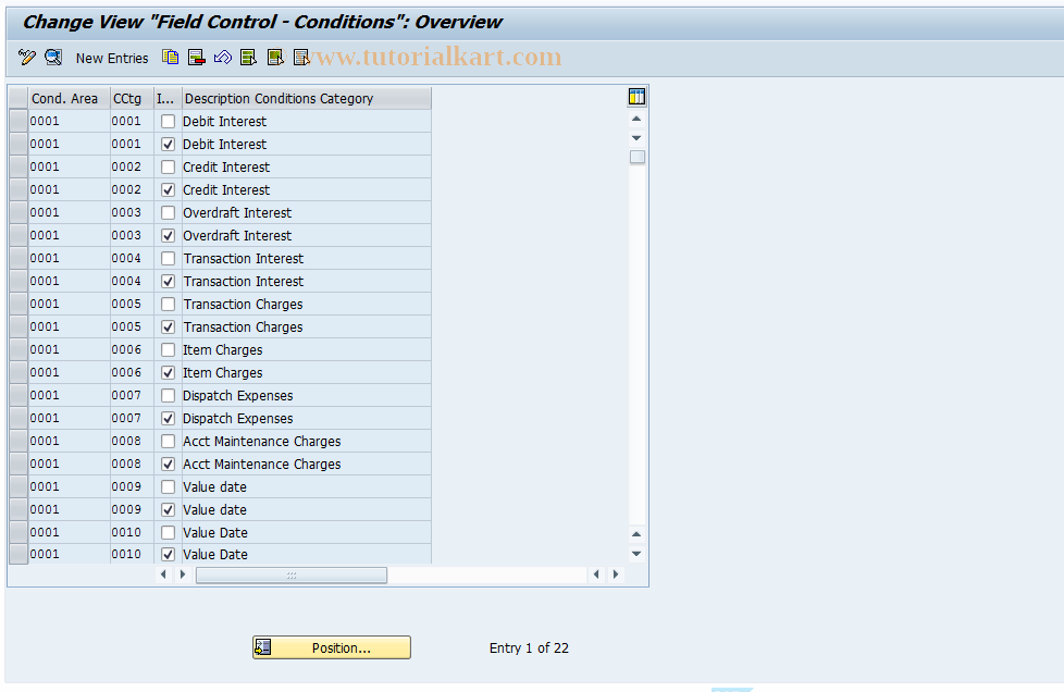 SAP TCode F9CX - Field Control - Conditions