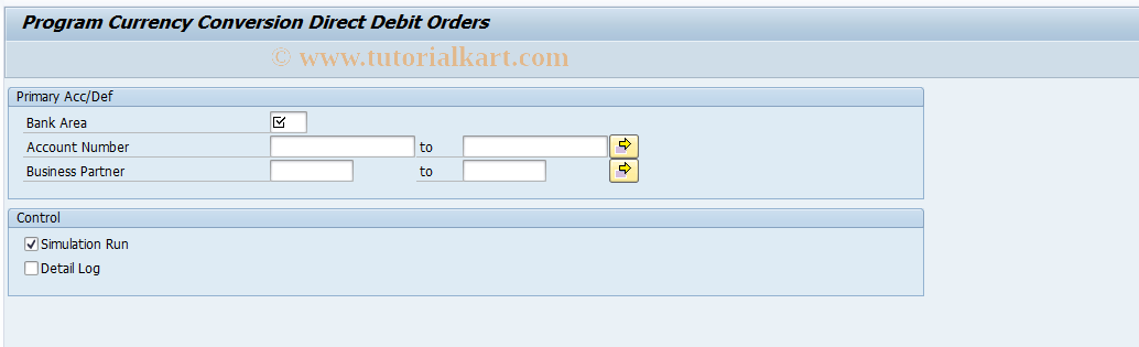 SAP TCode F9DDCC - Currency Conversion Dir. Debit Order