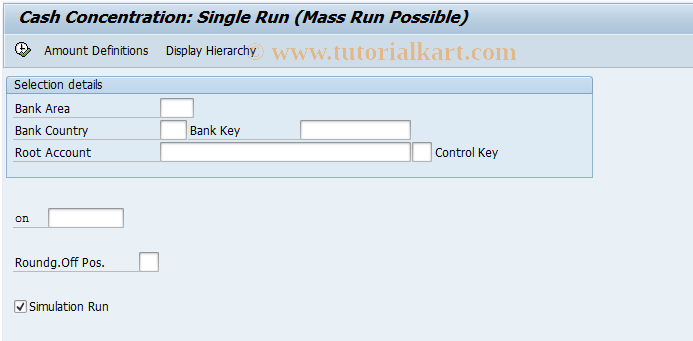 SAP TCode F9H4 - Cash Concentration: Single Run
