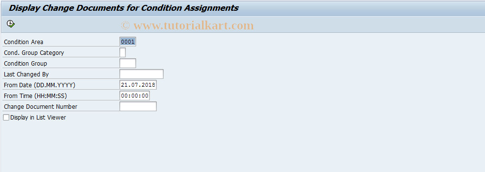 SAP TCode F9HIST_KOND_ZUORD - History of Condition Assignment